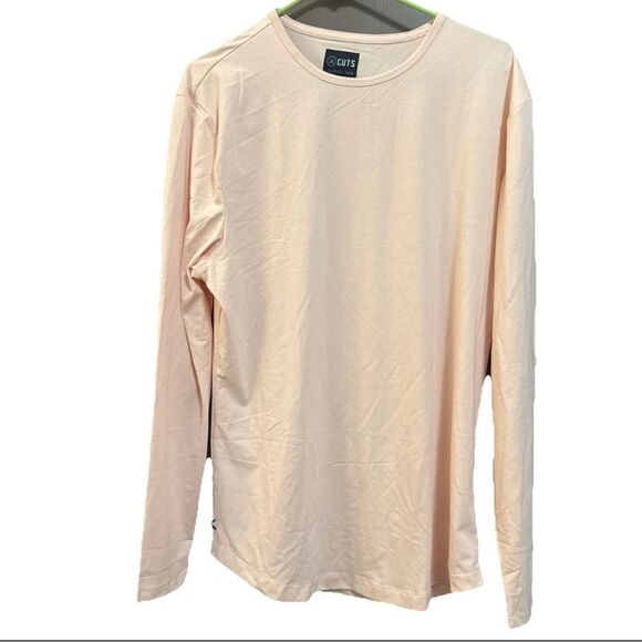 Cuts Clothing Men's Long Sleeve Curve Hem Crew NeckSignature Fit Tee T-Shirt XL - Picture 1 of 6